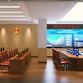 Professional Security Monitoring Room Interior With Multiple Screens Control Panels And Comfortable Workstations