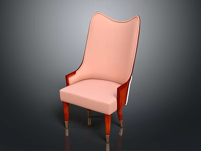Pink Wingback Accent Chair With Upholstered Seat And Wooden Frame Design Details 3d model