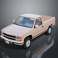 Beige Single Cab Pickup Truck With Open Bed And Classic Exterior Design