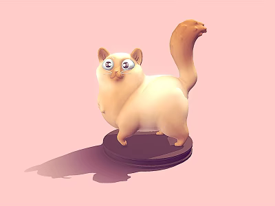 Cartoon Reptile With White Body Light Brown Ears Big Eyes On Pink Background Dark Base 3d model