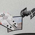 Hanging Star Wars Millennium Falcon And TIE Fighter Models As Wall Decorations
