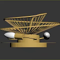 Golden Metal Fan Shaped Decorative Light With Circular Base And Modern Design