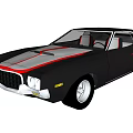 Black Classic Car With Red And Gray Stripes Vintage Sports Coupe Design