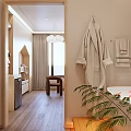Modern Hotel Guest Room Featuring Comfortable Bed Climbing Wall Cozy Chairs And Wooden Flooring