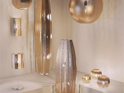 Gold Hollow Design Table Lamps With Various Shapes For Modern Interior Decoration 3d model