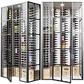 Modern Metal Frame Wine Cabinet With Multi Tier Design And Various Wine Bottles