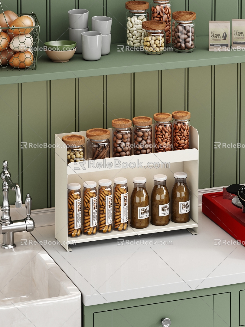 Kitchen seasoning bottle rack 3d model