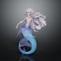 Elegant Mermaid Character With Long Silky Hair And Blue Fishtail In Graceful Pose