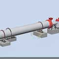 Industrial Rotary Kiln Equipment With White Body Red Ends Base Ladders Railings And Motor Drive