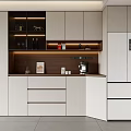 Modern Sideboard With White Light Wood Finish Open Shelves Drawers And LED Lighting