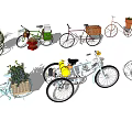 Assorted Stylish Vintage Bicycles With Flower Baskets And Plant Decorations
