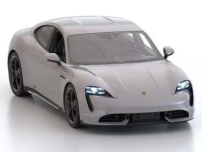 Silver Electric Sports Car With Sleek Design LED Headlights And Black Wheels 3d model