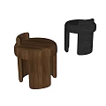 Modern solid wood stool 3d model