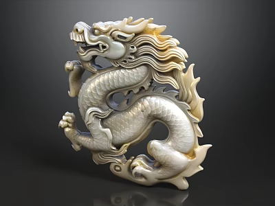 Intricate Jade Dragon Carving With Ornate Details And Traditional Design 3d model
