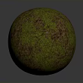 Moss Covered Sphere With Green And Brown Textured Surface On Gray Background 3d model