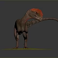 Realistic 3D Rendered Dinosaur Model With Red Crest On Green Mossy Base 3d model
