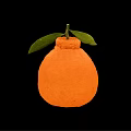 Fresh Ripe Orange Colored Citrus Fruit With Green Leaves And Stem On Black Background