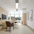 Modern Office Interior Design With Wooden Wall Desk Computer Window Plant And Paintings