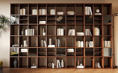 Middle Style Bookcase Books 3d model