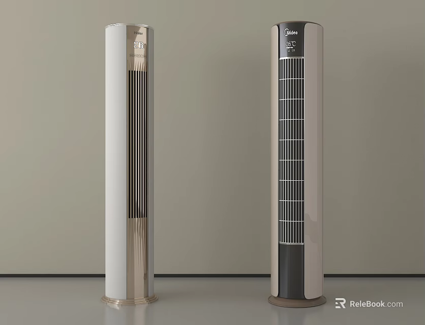 Modern Tower Air Cooler Fans In White And Black With Sleek Design 3d model 