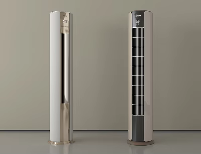 Modern Tower Air Cooler Fans In White And Black With Sleek Design 3d model