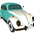 Vintage Green and White Classic Beetle Car with Retro Design Features