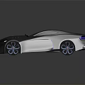 Futuristic Sports Car With Sleek Body Design Blue Accent Lines Aerodynamic Shape And Unique Wheels