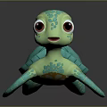 Cute Green Turtle Stuffed Toy With Turquoise Shell And Big Eyes