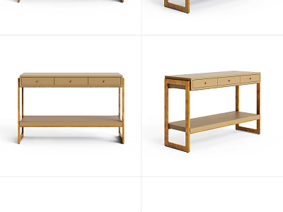 Elegant Modern Console Table With Wooden Frame Drawers And Lower Shelf Design 3d model