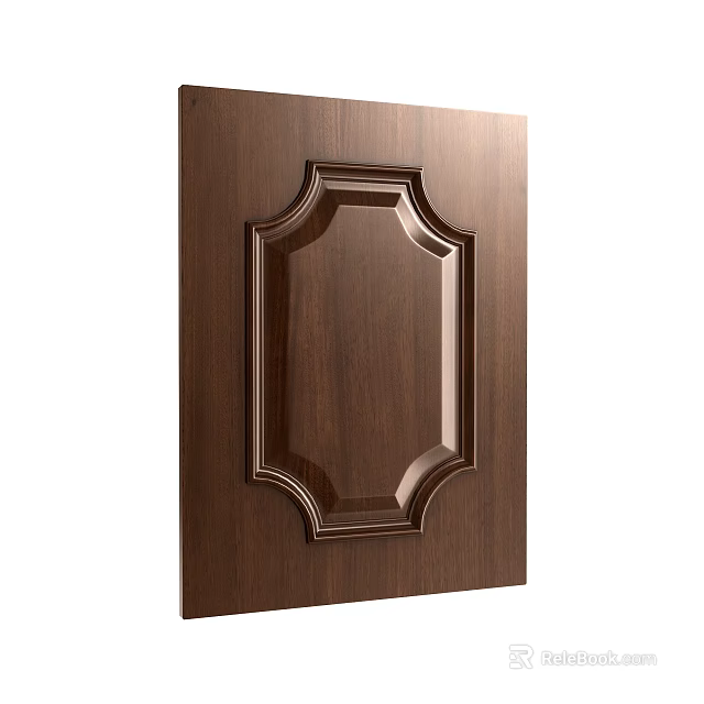 Brown Wooden Panel With Ornate Carved Design And Smooth Surface 3d model 