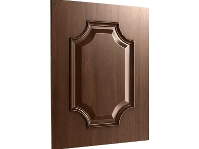Brown Wooden Panel With Ornate Carved Design And Smooth Surface 3d model