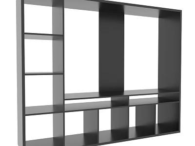 Modern Black Bookcase With Open Shelves And Multiple Compartments For Home Office 3d model