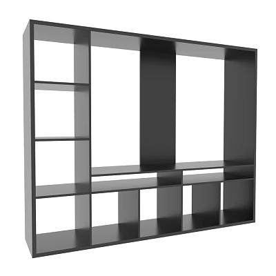 Modern Black Bookcase With Open Shelves And Multiple Compartments For Home Office 3d model