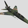 Camouflage Military Fighter Jet with 0011 Number Cockpit Emblem and Mounted Weapons