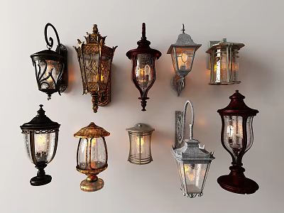 Various Stylish Wall Lamps With Vintage And Modern Designs For Home Decor 3d model