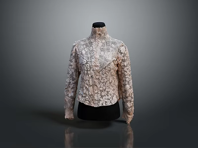 Elegant Detailed Lace Top Fashion Design On Black Mannequin Background 3d model
