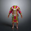 Colorful Traditional Decorative Costume With Golden Accents Red Pink Details And Armored Elements