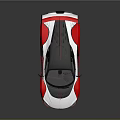 Red and White Sleek Sports Car Featuring Aerodynamic Exterior and Rear Wing Design