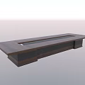 Modern Wooden Conference Table With Long Rectangular Embedded Top And Dark Legs 3d model