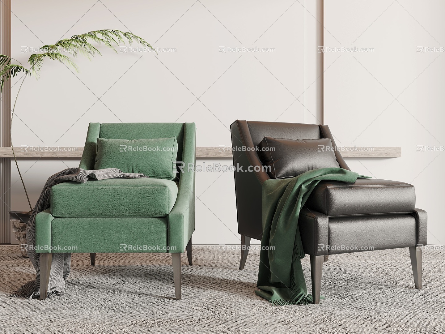 Single sofa fabric leather 3d model