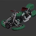 Green Motorcycle With Red Seat Unique Modern Design And Distinct Wheels
