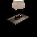 White Side Table With Marble Top And Gold Base Lamp With White Lampshade 3d model