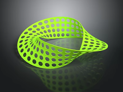 Vibrant Green Spiral Shaped Furniture Piece With Perforated Round Holes Design 3d model