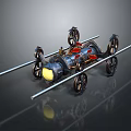 Steampunk Train Model With Metallic Structure And Wheels