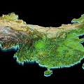 Landscape Sculpture Depicting Chinese Terrain With Mountains Rivers And Green Areas