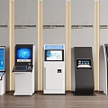 Public Facility Self Service Kiosks With Various Digital Screens And Interactive Interfaces 3d model