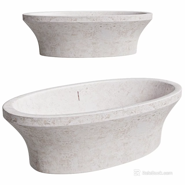 Elegant Modern Oval Stone Freestanding Bathtub With Light Colored Smooth Surface 3d model
