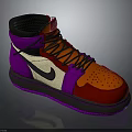 Stylish High Top Sneakers With Purple Red Orange Beige Design And Orange Laces Purple Sole