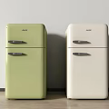 Vintage AUX Retro Style Refrigerators Green and White with Light Wall Wooden Floor