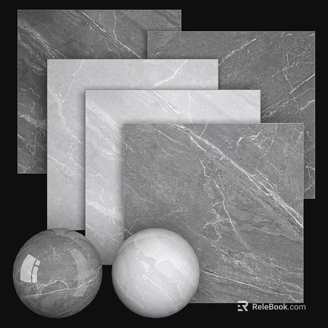Gray And White Marble Veined Floor Tiles Sample Display For Modern Home Interior Design 3d model 